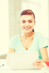 Poster - smiling student girl with tablet pc