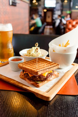 Canvas Print - sandwich with beer