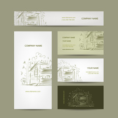 Poster - Set of business cards design with country house