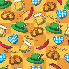 seamless pattern on the Oktoberfest beer festival