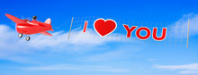 Cartoon Airplanes With I Love You Banner