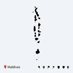 Wall Mural - High detailed vector map of Maldives with navigation pins.