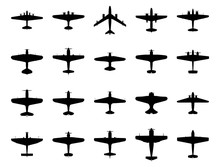 Airplanes Silhouette Set. Vector EPS10.