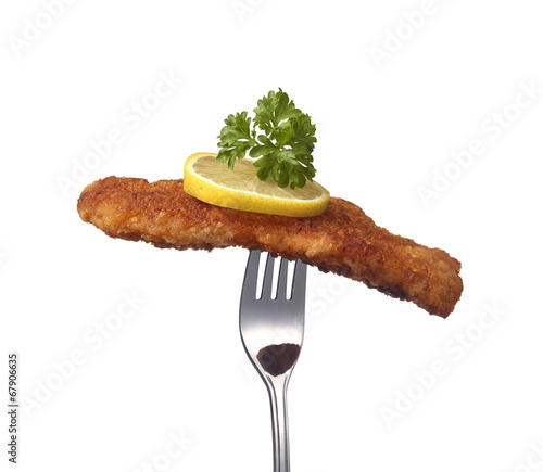 Fototapeta do kuchni Wiener Schnitzel auf einer Gabel