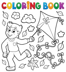 Sticker - Coloring book with boy and kite