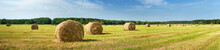 Hay Bales With Blue Sky