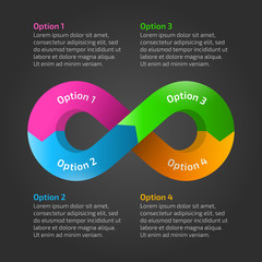 Infinity loop timeline infographic with text