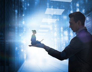 Aufkleber - Composite image of businesswoman using laptop