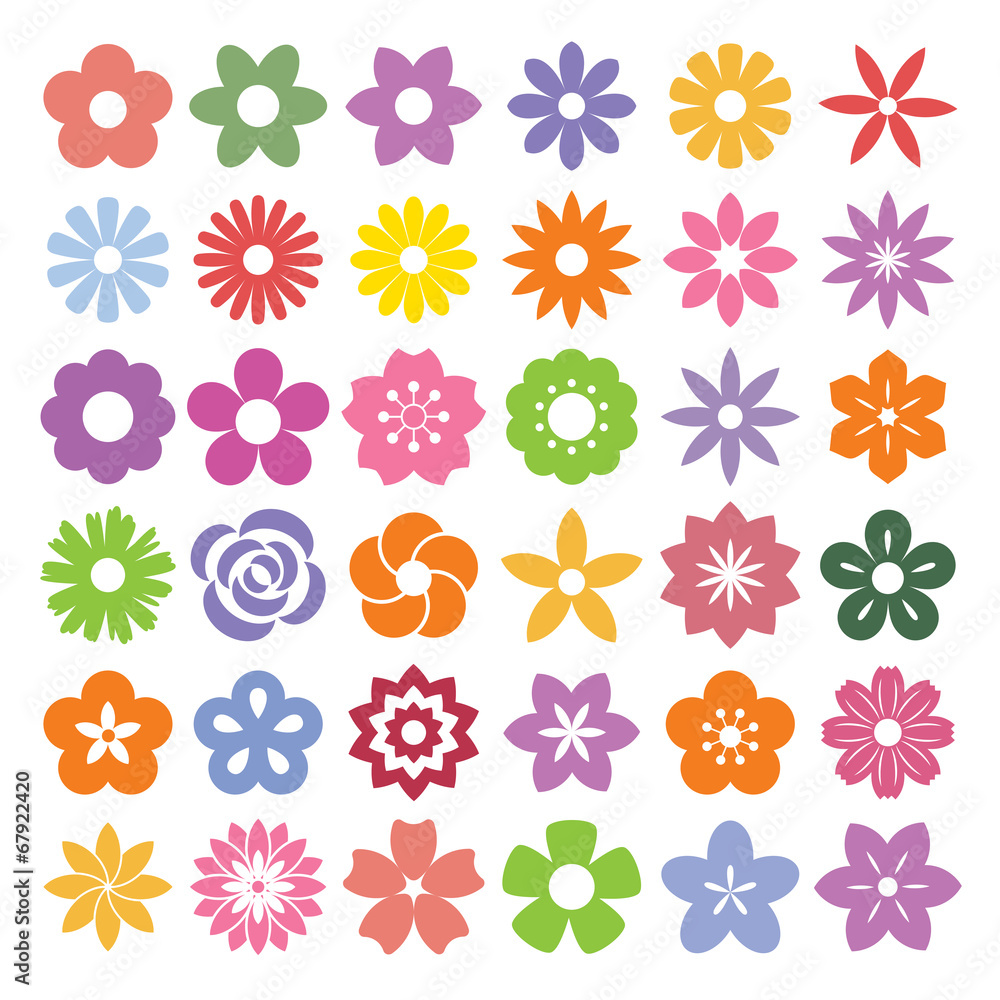 Set of Flower icons. - obrazy, fototapety, plakaty 