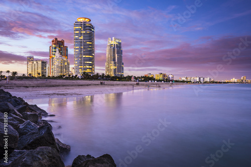 Plakat na papierze fotorealistycznym Plaża południowa, Miami, Floryda