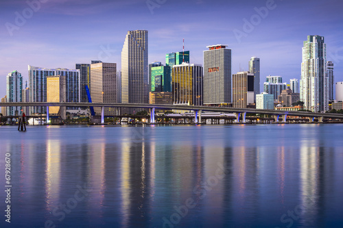 Plakat na papierze fotorealistycznym Miami, panoramę centrum Florydy