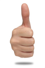 male hand sign with thumb up. isolated concept