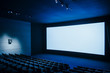 Cinema dark movie theater with blank screen