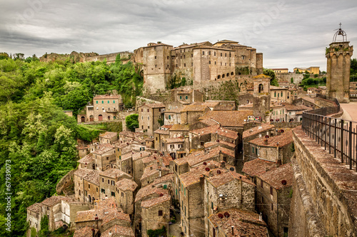 View of the city Sorano, Italy