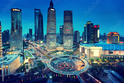 shanghai night view from the oriental pearl tower Canvas Print