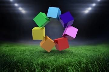 Poster - Composite image of 3d colourful cubes in a circle