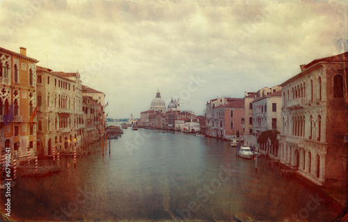 Board z aluminiowym obramowaniem Obraz w stylu retro z canal Grande w wenecji