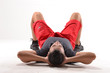 © Gustavo Andrade - Deportista descansando,agotado,recostado y pensando.