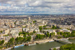 View of Paris, river Seine, Arc de Triomphe from the Eiffel towe