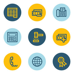 Wall Mural - Finance web icon set 2, blue and yellow circle buttons