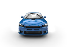 Blue Race Car Side View Front