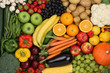canvas print picture - Gesunde Ernährung Obst, Früchte und Gemüse Hintergrund