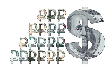 Wall Mural - Visual relationship exchange rate of the ruble and dollar