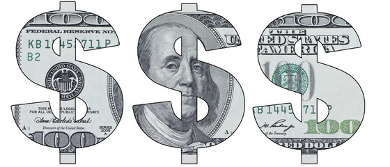 Wall Mural - Stencil sign of the dollar banknotes at a hundred dollars