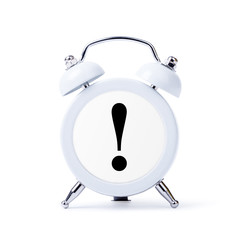 exclamation point in center of alarm clock