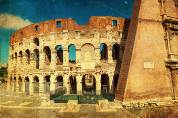 Fototapete - nostalgisch texturiertes Bild vom Kolosseum in Rom