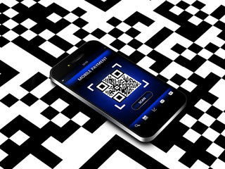 mobile phone with qr code screen