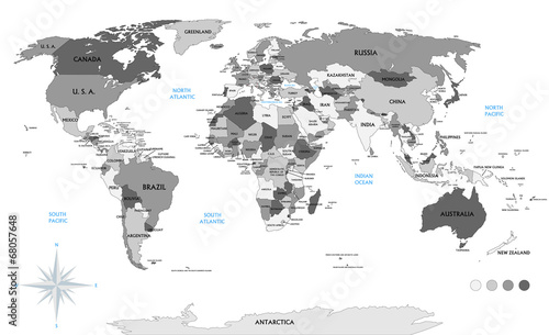 Naklejka na drzwi Political map of the world