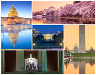 Wall Mural - Washington DC famous landmarks picture collage
