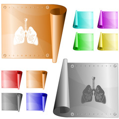 Sticker - Lungs. Vector metal surface.