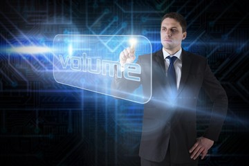 Aufkleber - Businessman pointing to word volume