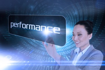 Aufkleber - Businesswoman pointing to word performance