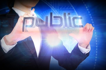 Aufkleber - Businesswoman presenting the word public