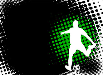 Poster - soccer player on the abstract halftone background - vector
