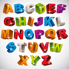 Wall Mural - 3D font, bold colorful alphabet.