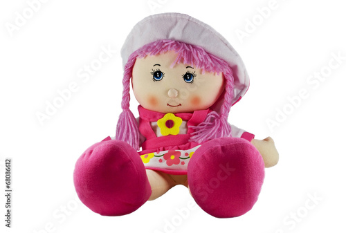 Photographie stuffed soft funny pig-tailed red-headed doll