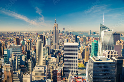 Plakat na papierze fotorealistycznym Widok z lotu ptaka manhattan