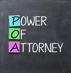 Power of attorney text on a blackboard