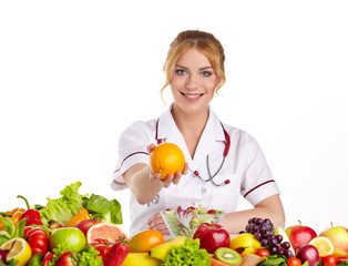 Wall Mural - Doctor dietitian recommending healthy food