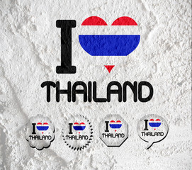 Poster - Love Thailand flag sign heart symbol  on Cement wall texture bac