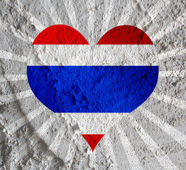 Poster - Love Thailand flag sign heart symbol  on Cement wall texture bac