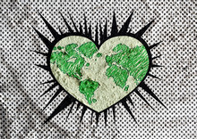 Love Globe Earth  Idea On Cement Wall Texture Background Design