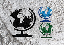 Globe Earth Idea   On Cement Wall Texture Background Design