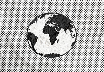 Globe earth idea   on Cement wall texture background design