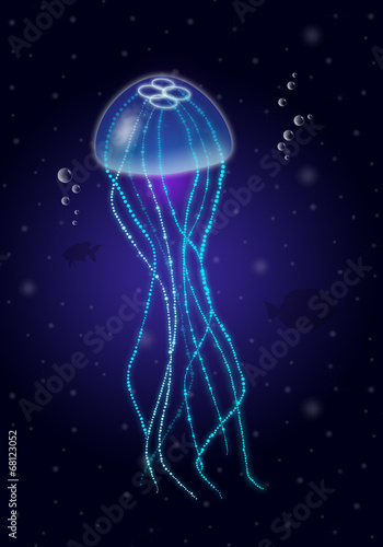 Tapeta ścienna Meduza na niebiesko