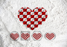Love Checkered  Flag Sign Heart Symbol On Cement Wall Texture Ba